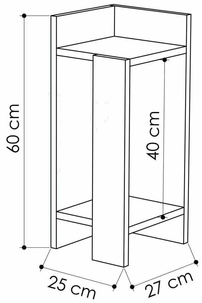 Noptiera Elos Stejar 25x60x27 cm