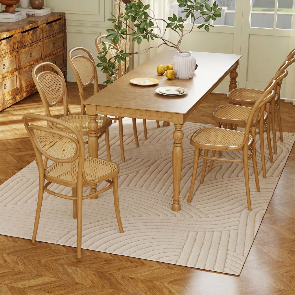 HOMCOM Covor Modern Antiderapant din Poliester și Bumbac cu Design Liniar, pentru Living, Dormitor, Crem | Aosom Romania