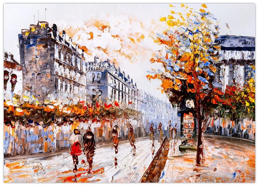 Tablou pe sticlă - Viața în oraș (70x50 cm)