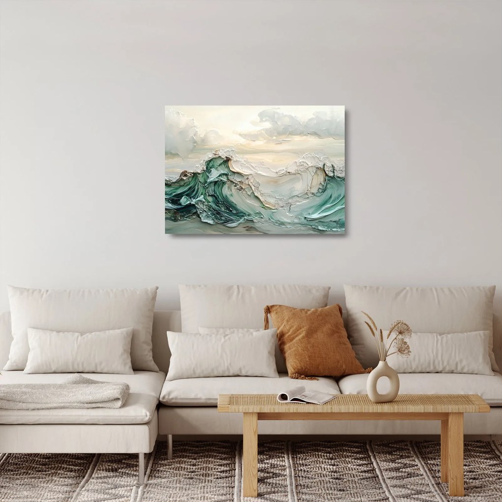Tablou pe sticlă - Abstracție Marină 3D (70x50 cm)