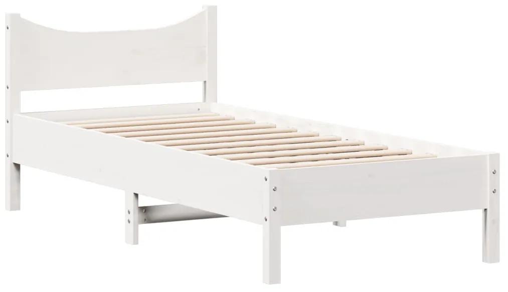 844734 vidaXL Cadru de pat, alb, 100x200 cm, lemn masiv de pin