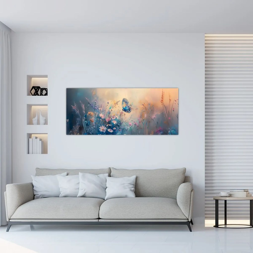 Tablou - Pajiște cu Fluture (120x50 cm)