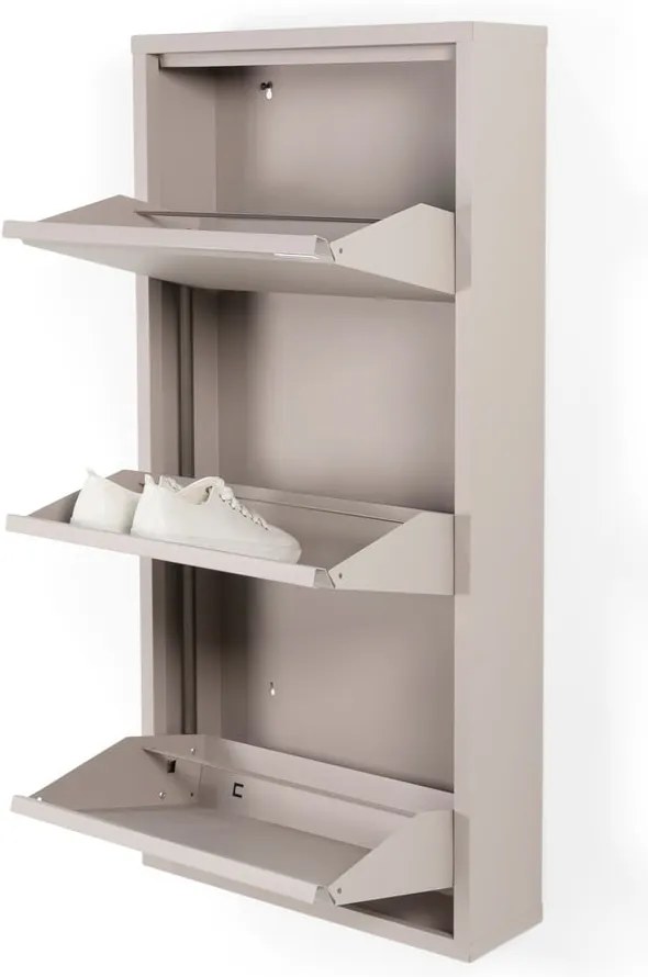 Pantofar taupe cu deschidere înclinată din metal 50x103x15 cm Billy – Spinder Design