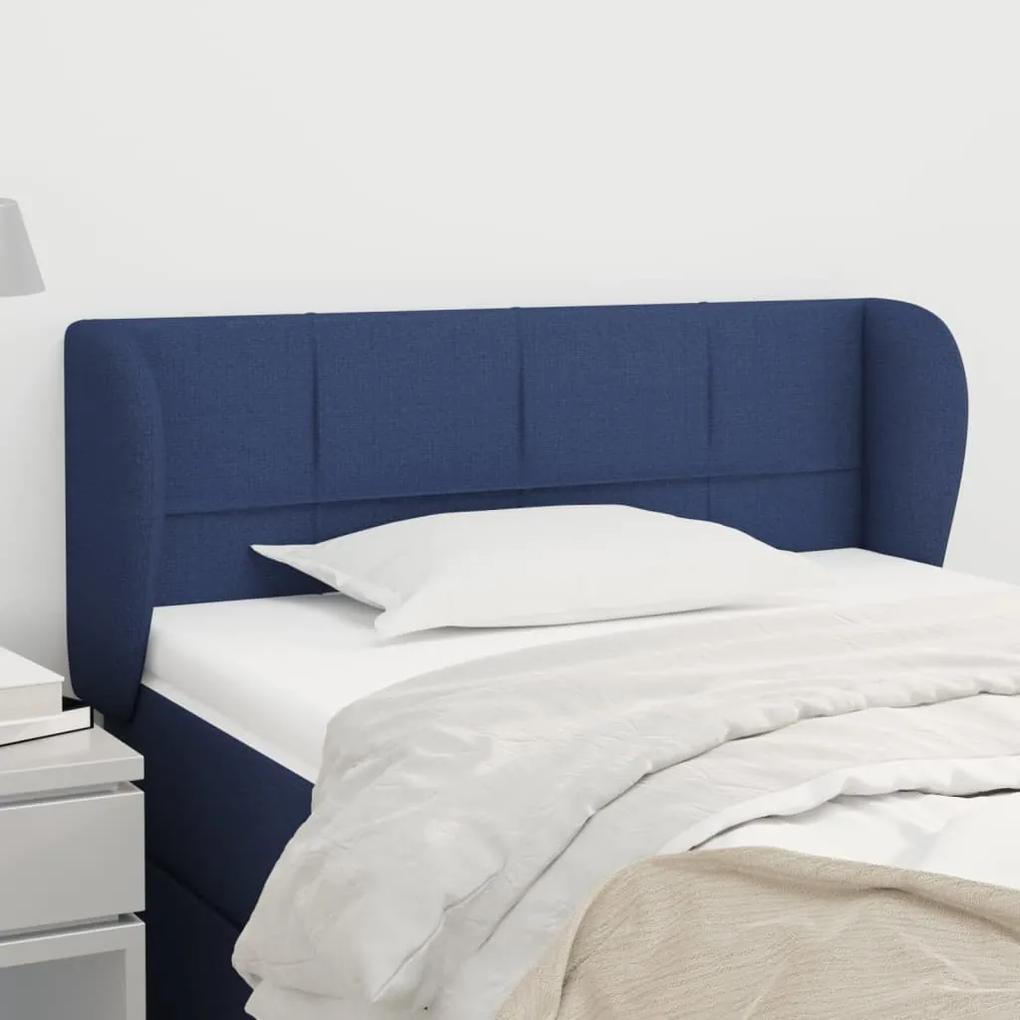 Tablie de pat cu aripioare, albastru, 83x23x78 88 cm  textil 1, Albastru, 83 x 23 x 78 88 cm