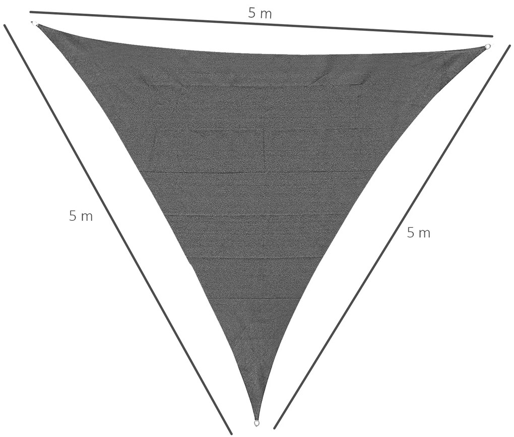 Outsunny Copertină Triunghiulară Anti-UV și Respirabilă cu Cârlige D, Velă de Umbră din HDPE, 5x5x5 m, Alb și Albastru | Aosom Romania