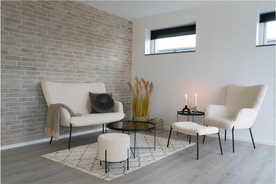 Taburet crem cu tapițerie din blană artificială Glasgow – House Nordic