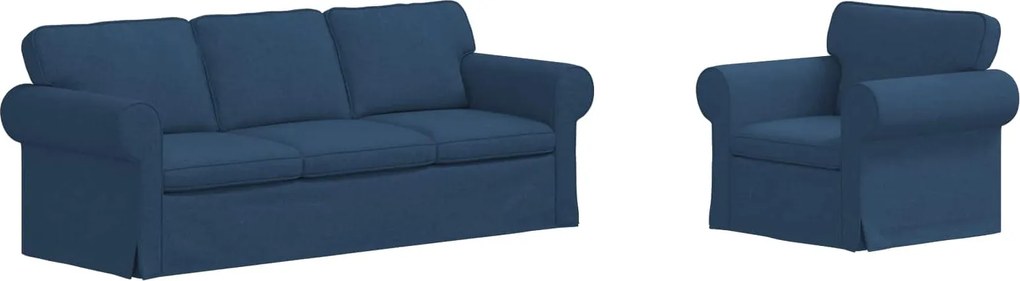 vidaXL Set de canapea 2 pcs albastru 215 x 82 x 80 cm țesătură