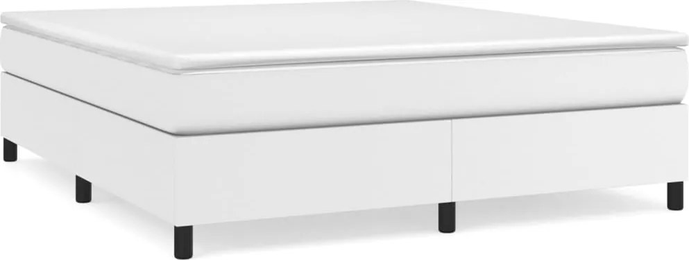 vidaXL Cadru de pat cu arcuri, alb, 180x200 cm, piele ecologică