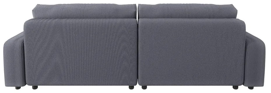 Colțar gri închis extensibil cu tapițerie din catifea reiată (cu colț variabil) Sara – Ropez