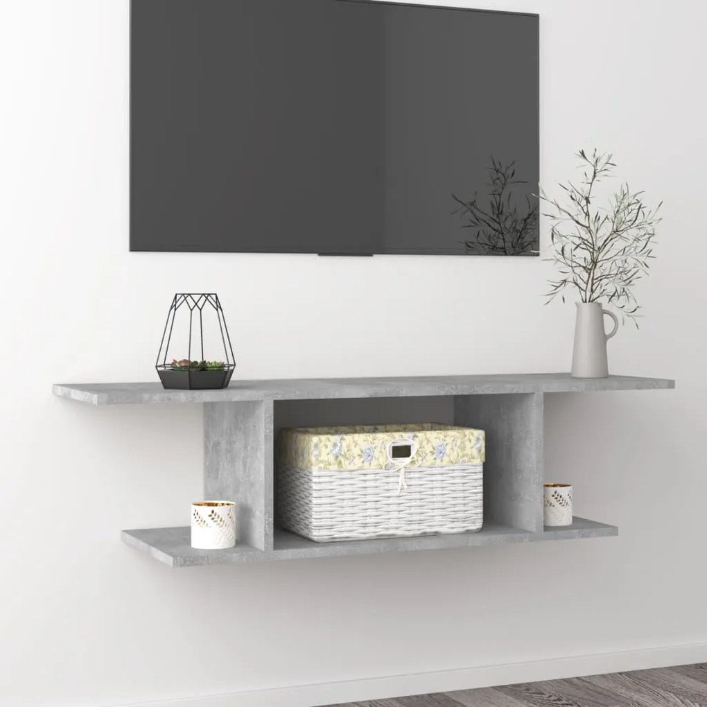 vidaXL Dulap TV montat pe perete, gri beton, 103x30x26,5 cm