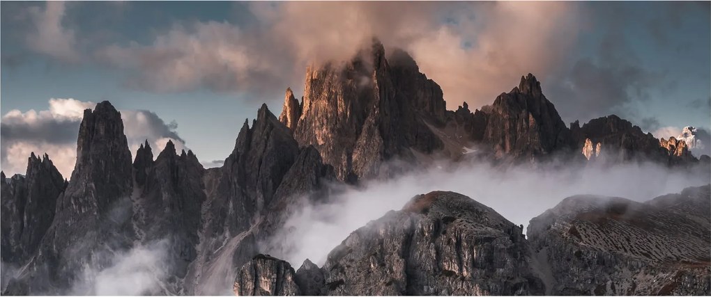 Tablou - Dolomiți Italieni ascunși în ceață (120x50 cm)