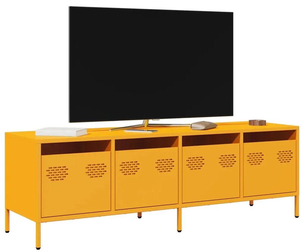 vidaXL Dulap TV, galben muștar, 135x39x43,5 cm, oțel laminat la rece
