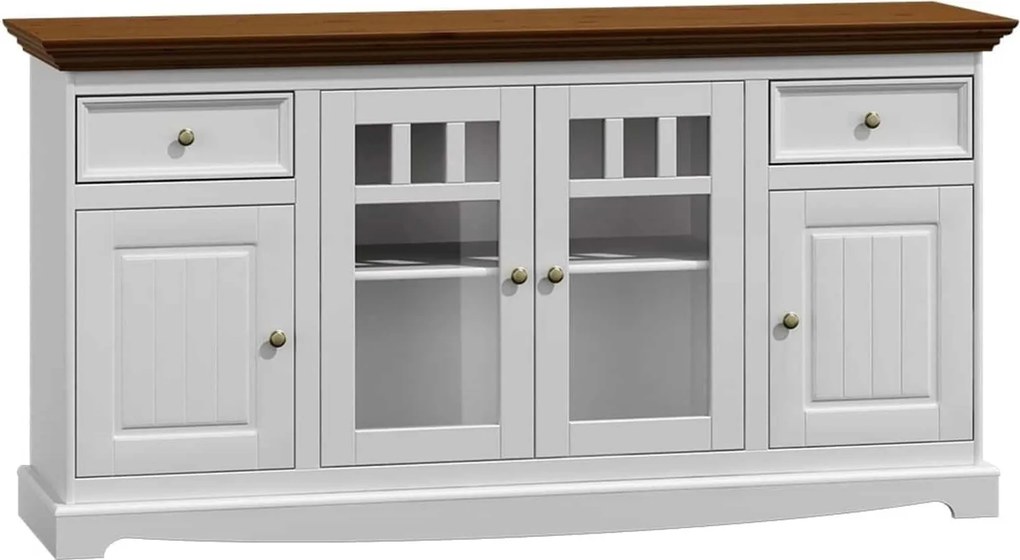 Comodă lemn masiv nuc Linea Alb-, 167 × 45 × 85 cm