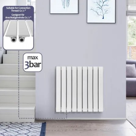 Radiator orizontal, conexiune centrală, 600 x 614 x 52 mm