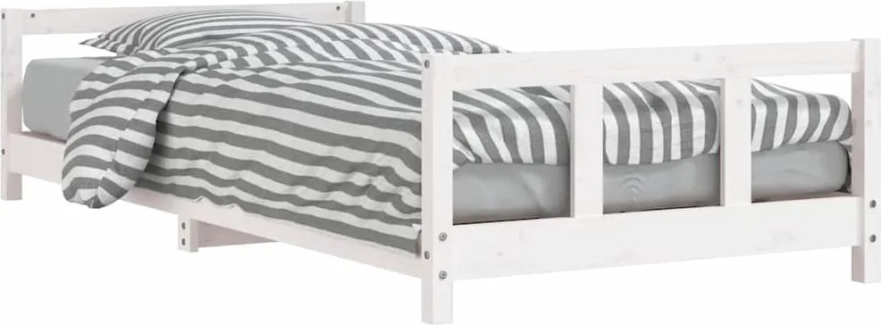 vidaXL Cadru de pat pentru copii, alb, 90x200 cm, lemn masiv de pin