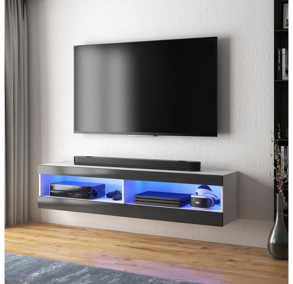 Masă TV Violett 100 (cu iluminat) (alb + negru). 1098637