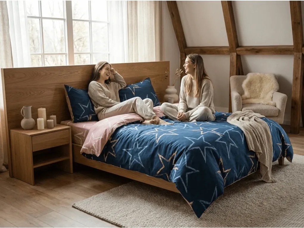 Lenjerie de pat din microflanel STARMISS albastru inchis Dimensiune lenjerie de pat: 70 x 90 cm | 140 x 220 cm