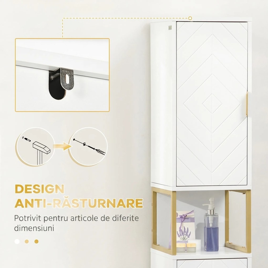 kleankin Dulap baie cu dulapuri si compartimente deschise, mobilier pentru baie de dimensiuni reduse din MDF | Aosom Romania