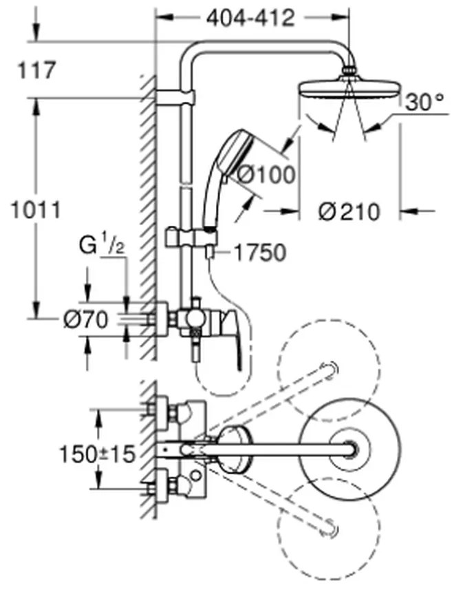 Coloana de dus crom cu baterie monocomanda Grohe Tempesta Cosmopolitan 210