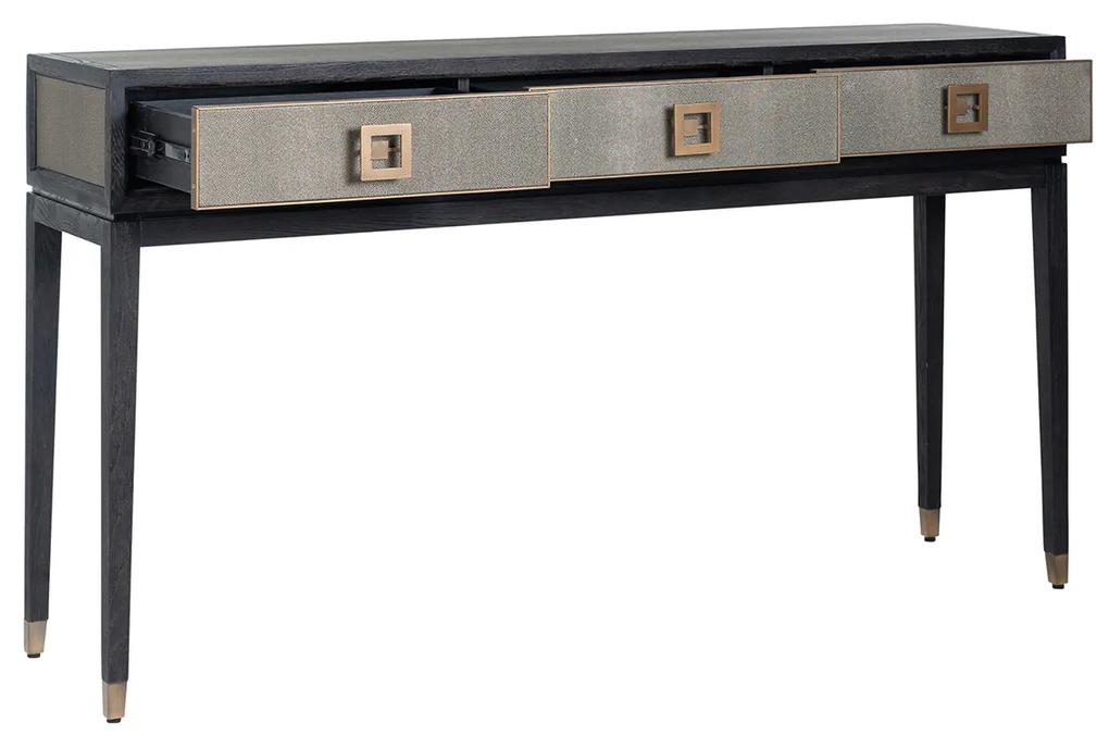 Masa consola Bloomingville, Furnir Metal Piele, Maro Negru, 91.5x165x40 cm
