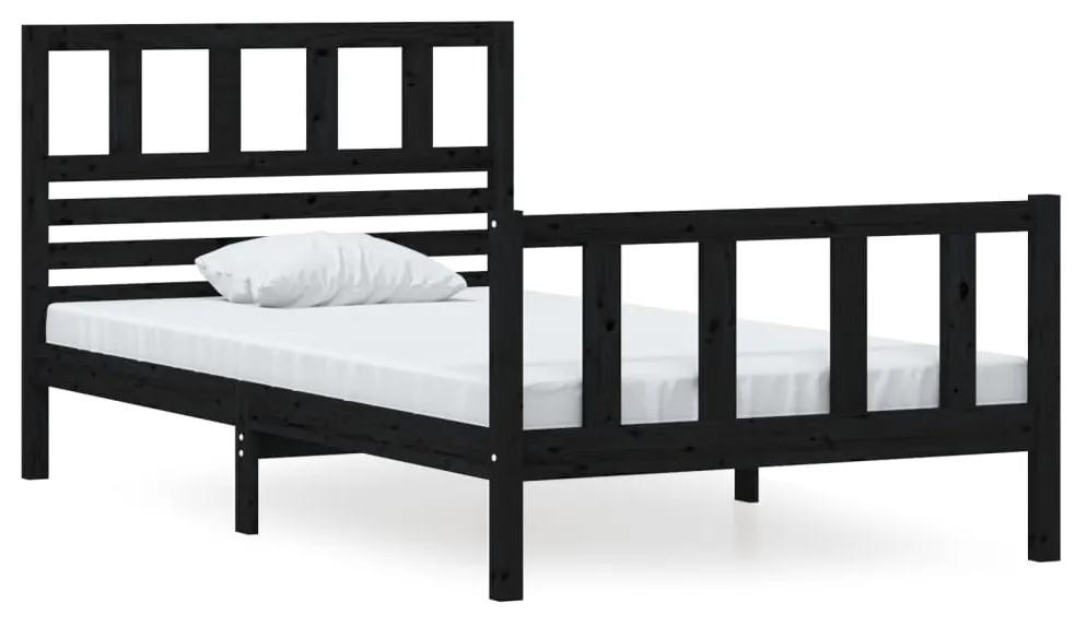 3101147 vidaXL Cadru de pat, 100x200 cm, negru, lemn masiv