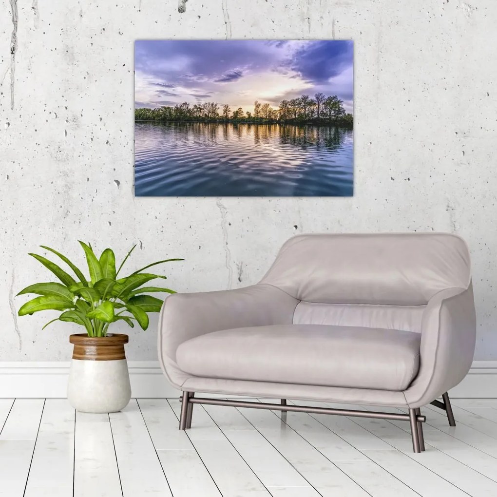 Tablou pe sticlă cu lac (70x50 cm)