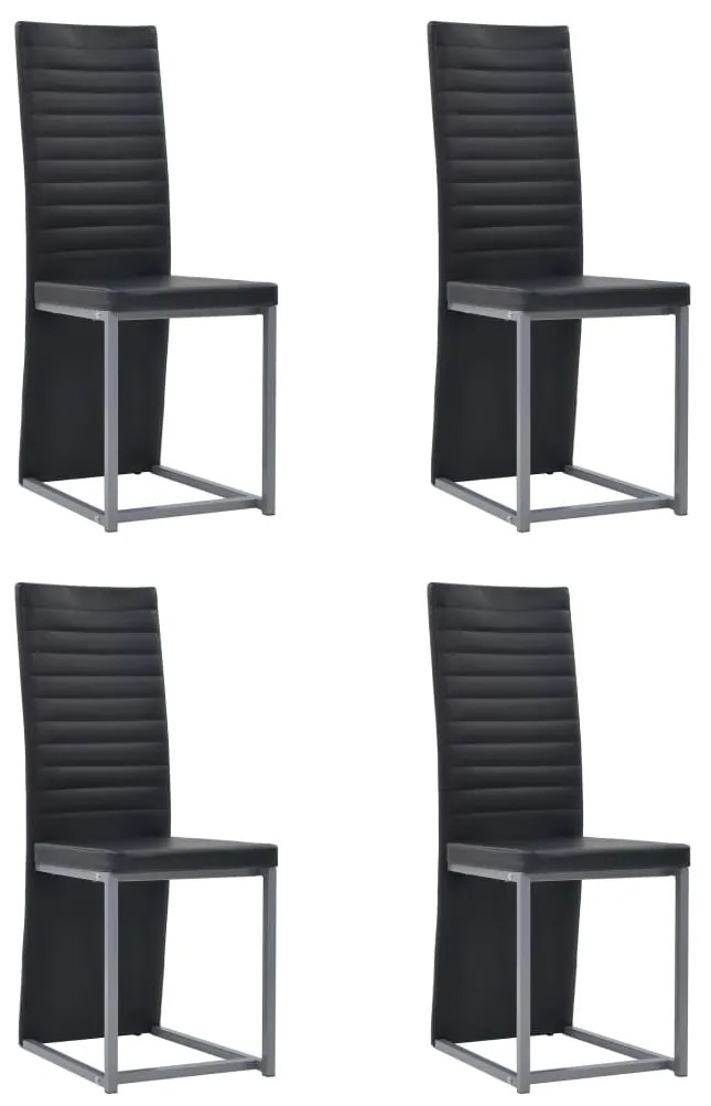 247248 vidaXL Set de mobilier, 5 piese, negru, imitație piele și oțel, sticlă