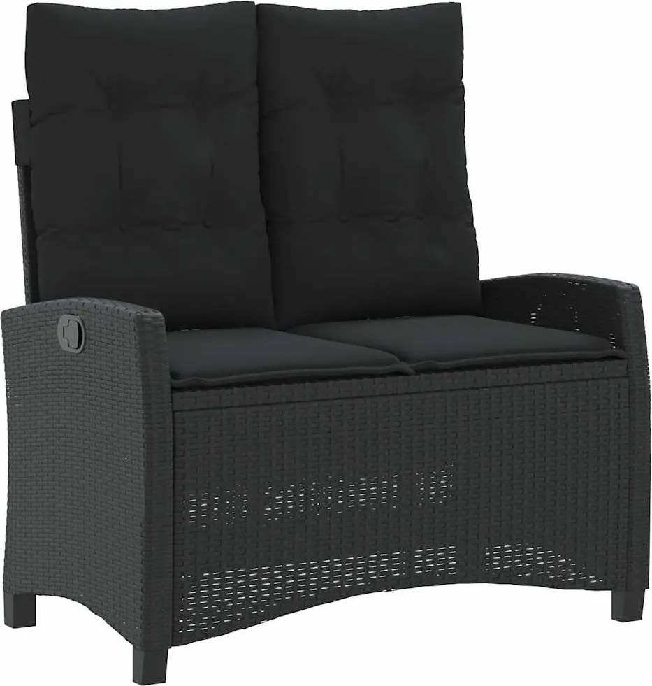 vidaXL Bancă de grădină rabatabilă cu perne, negru, poliratan