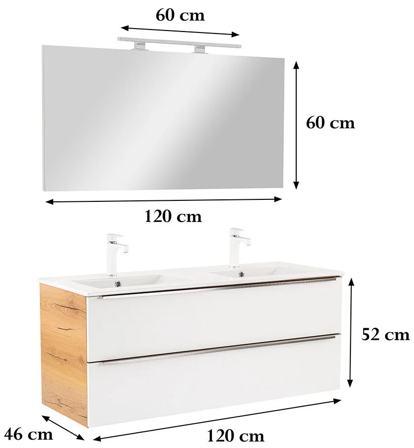 Mobilier complet de baie Vario Trim 120 stejar-alb