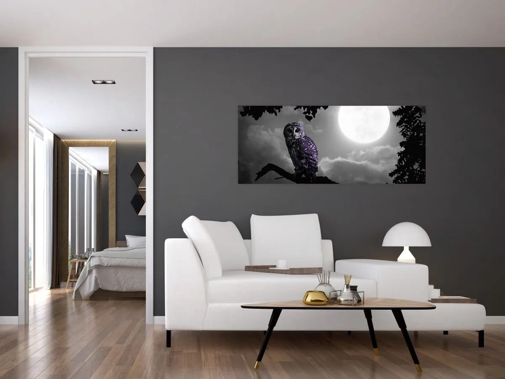 Tablou - Bufniță de noapte, bufniță mov (120x50 cm)