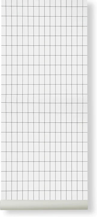 Rola tapet 53x1000 cm Grid alb/negru Ferm Living