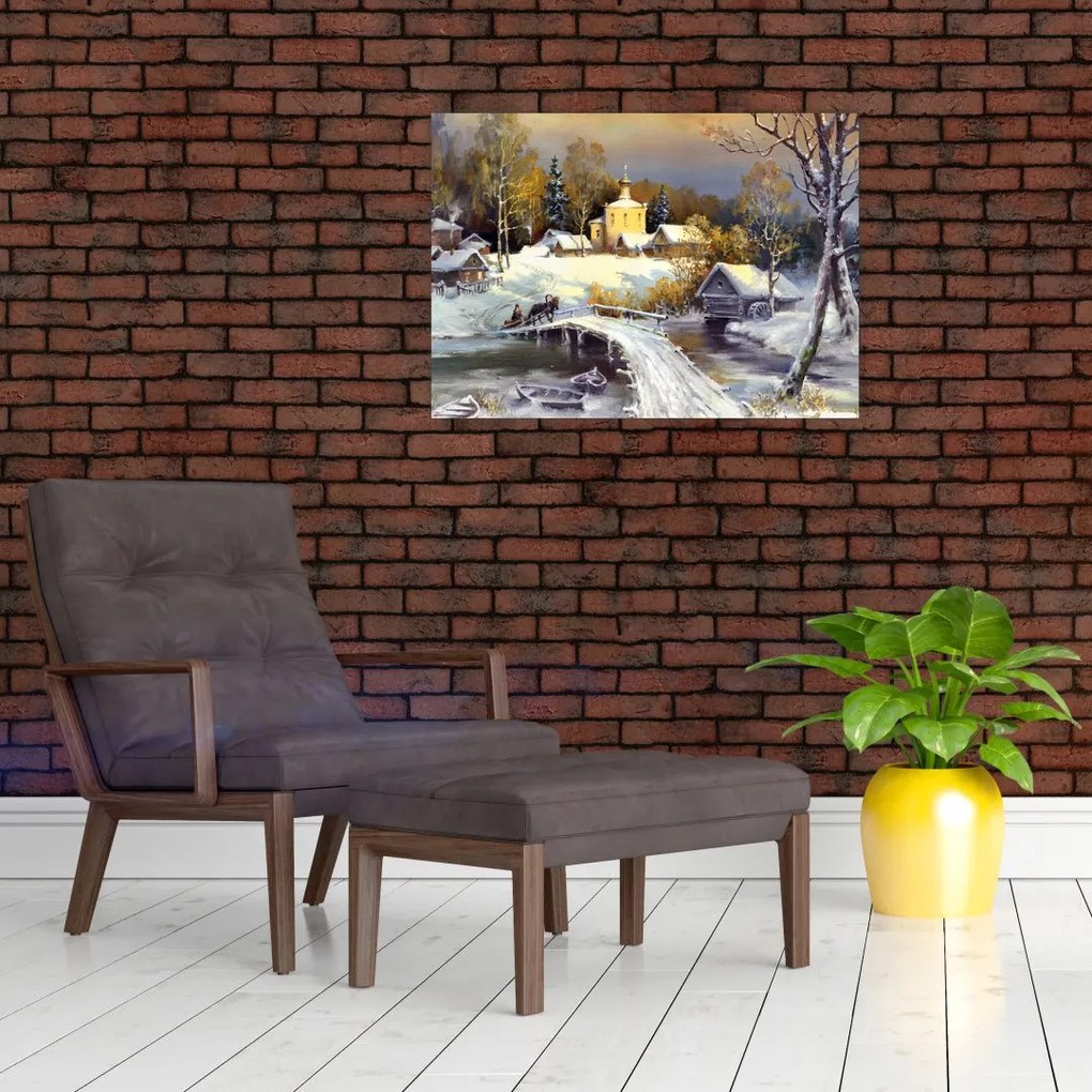 Tablou - Orășel iarna (70x50 cm)