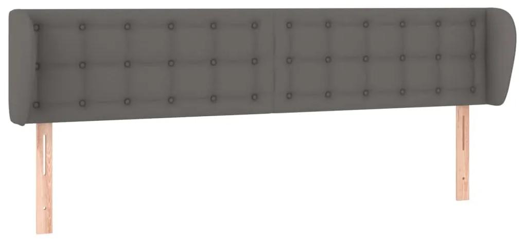 Tablie de pat cu aripioare gri 203x23x78 88 cm piele ecologica 1, Gri, 203 x 23 x 78 88 cm