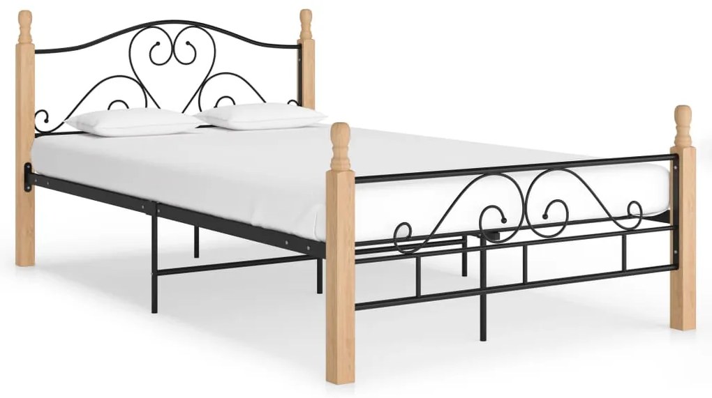 vidaXL Cadru de pat, negru, 120x200 cm, metal