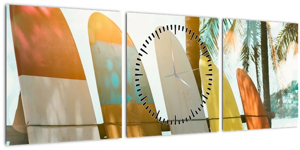 Tablou - Plăci de surf (cu ceas) (90x30 cm)