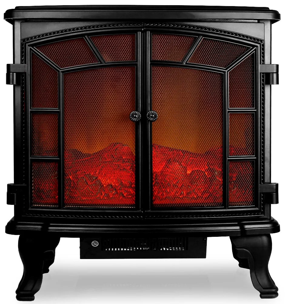 Deuba Semineu electric cu doua usi cu ventilator si foc NEGRU