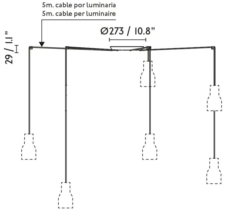 Lustra cu 5 pendule metal TATAWIN S alba