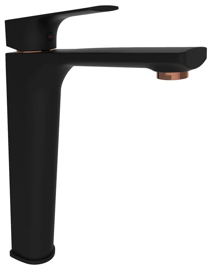 Baterie lavoar inalta Rubineta Modena monocomanda finisaj negru mat-rose gold