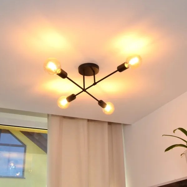 LED Lustră aplicată CAMBRIDGE 4xE27/8W/230V neagră