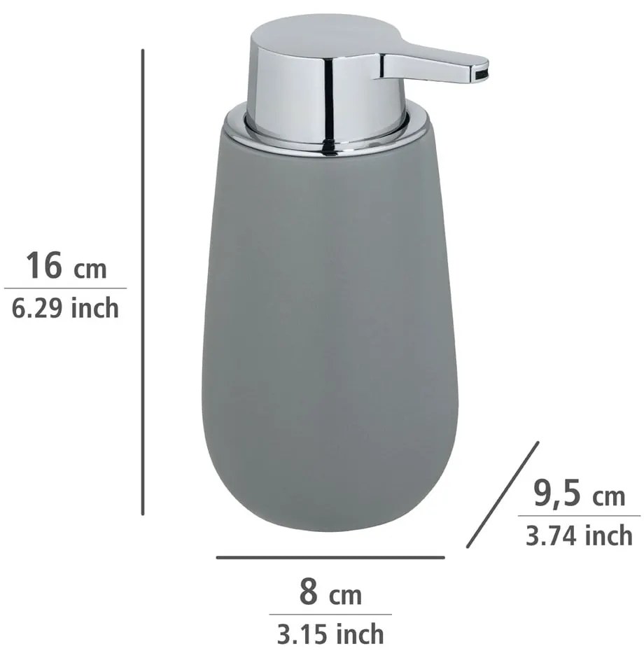 Dozator de săpun lichid gri din ceramică 320 ml Badi – Wenko