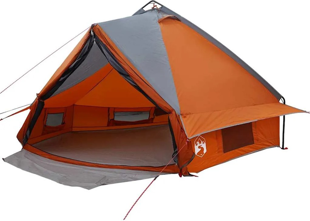 vidaXL Cort Teepee pentru 6 persoane cu acoperiș Gri și Portocalie