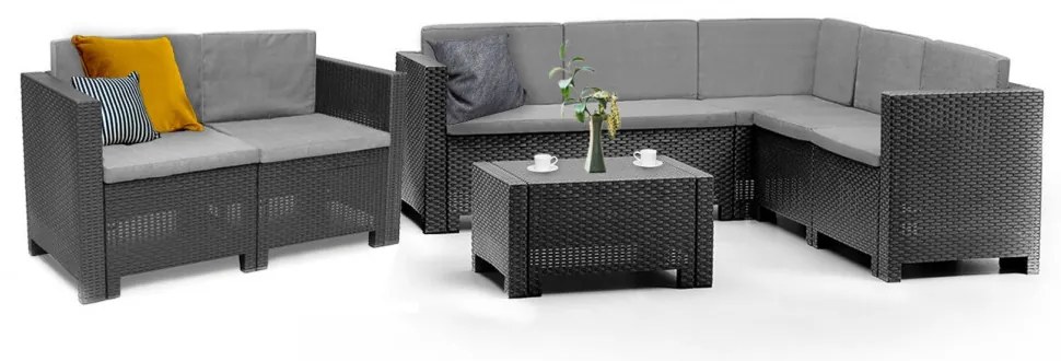 Set de mobilier de grădină de colț City Big cu 7 locuri, grafit