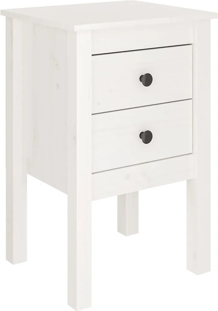 vidaXL Noptieră, alb, 40x35x61,5 cm, lemn masiv de pin