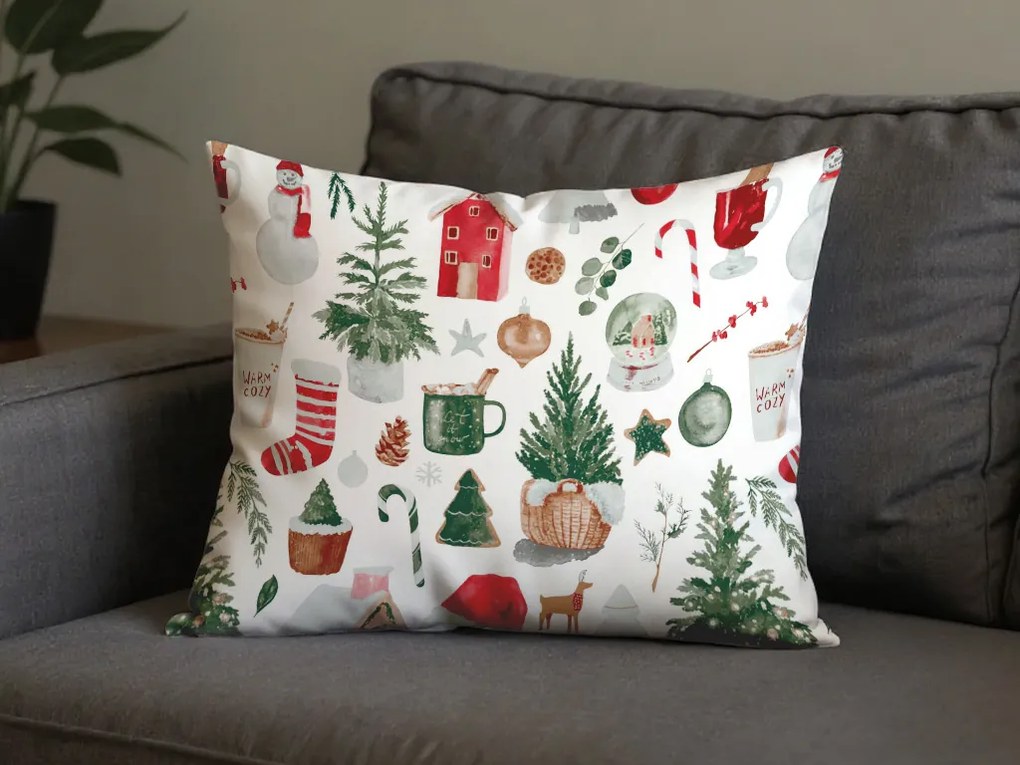Set de 2 huse decorative pentru perna MAGIC CHRISTMAS 50x70 cm, alba