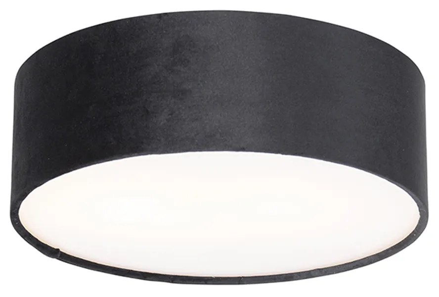 Plafoniera moderna neagra 30 cm cu interior auriu - Drum