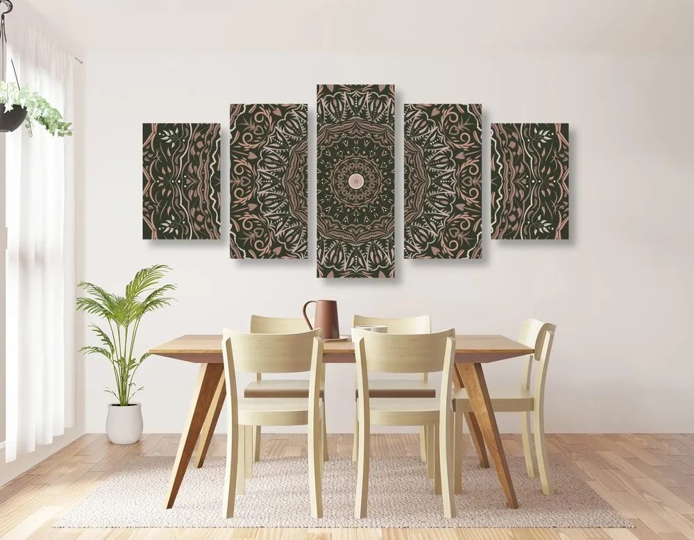 Tablou 5-piese Mandala în stil vintage