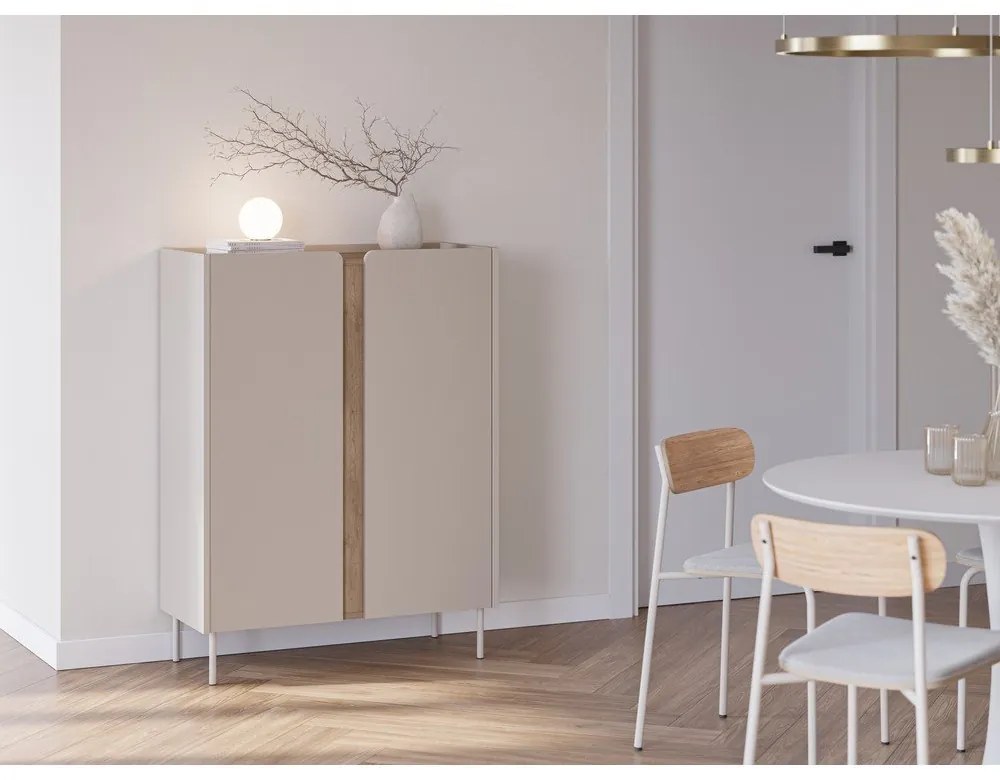 Dulap crem/în culoare naturală cu aspect de lemn de stejar 90x120x40 cm Lucile – Marckeric