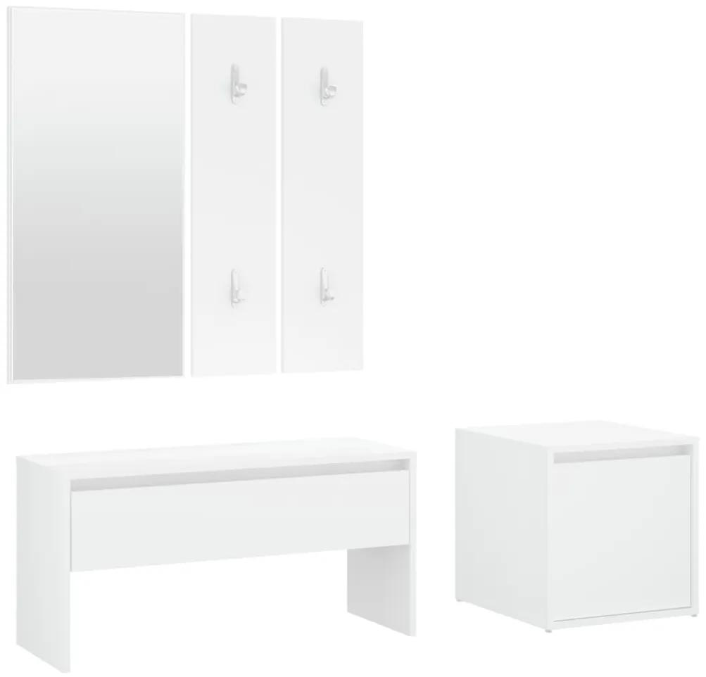 Set mobilier pentru hol, alb, lemn compozit Alb, 1