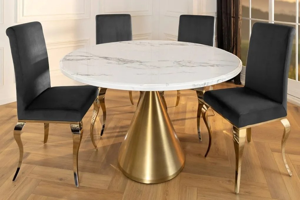 Masa Rotunda, Metal, Auriu, Marmura Optic, ELEGANCIA 130cm, A-45898 VC
