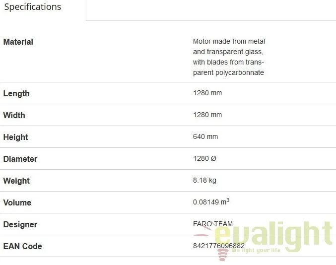 Ventilator cu telecomanda ETERFAN negru mat/ transparent 32003